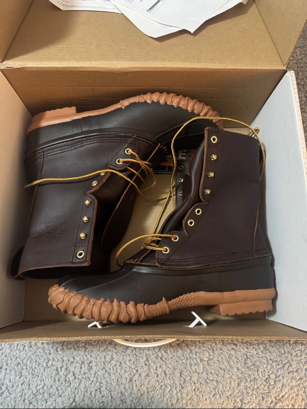 Schnee’s Leather Brown Men's Duck Boots - Durable Waterproof Work Boots